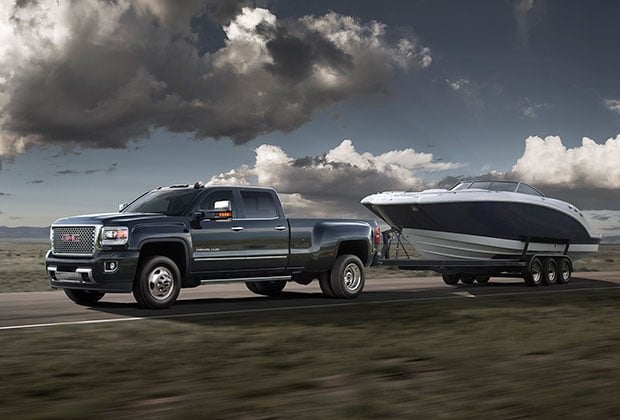 GMC Sierra hauling a boat