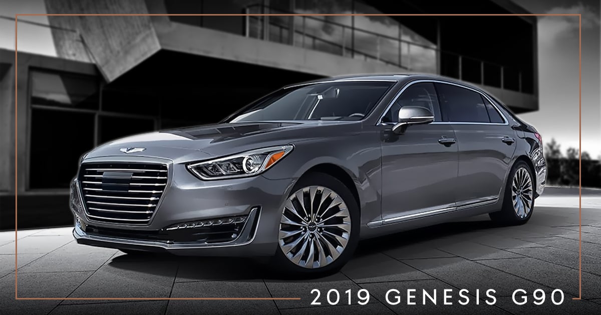 2019 Genesis G90 parked in front of a cement building