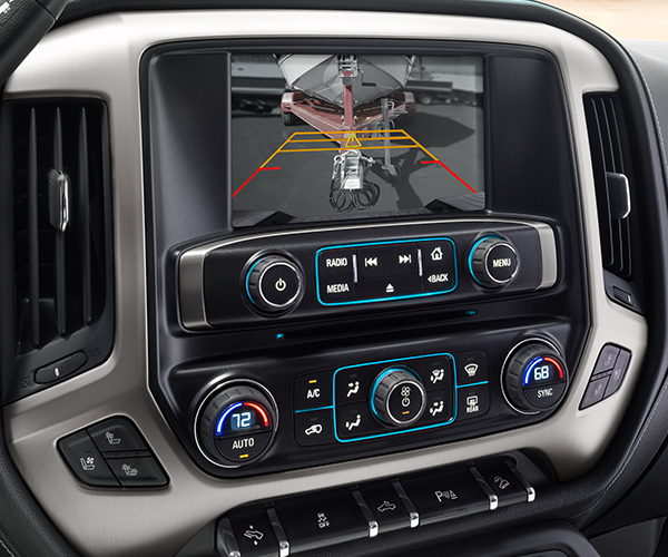 2019 Sierra 2500HD / 3500HD SLT 8-Inch Diagonal Color Touch Screen Audio System with GMC Infotainment System; Featuring Rear Vision Camera with Dynamic Guide Lines; Active Safety Feature