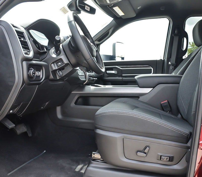 2020 Ram 2500 front cabin interior seating and dash area