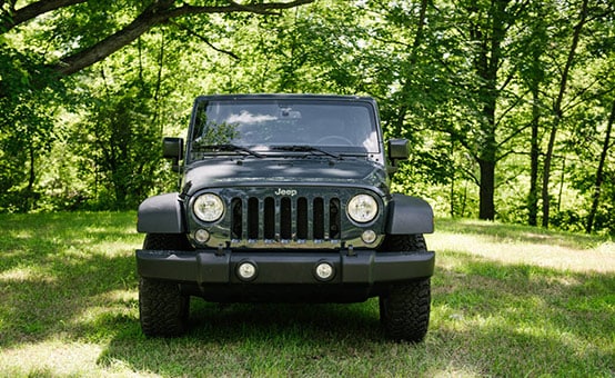 Gray Jeep Wrangler Front View