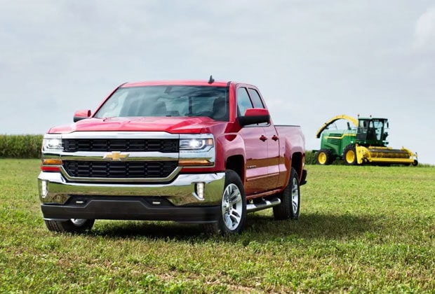 Red Chevy Silverado on the Farm