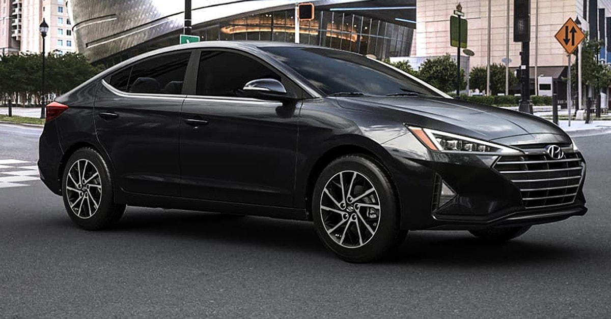2020 Black Hyundai Elantra parked in a city road