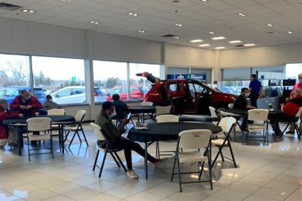 people waiting at the McGrath Vehicle Health Clinic