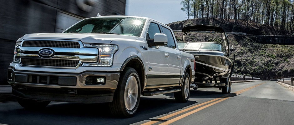 2018 Ford F-150 hauling a boat