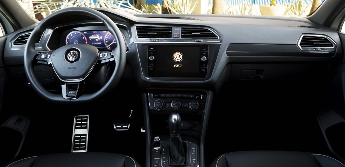 2019 VW Tiguan leather interior and front dash infotainment center