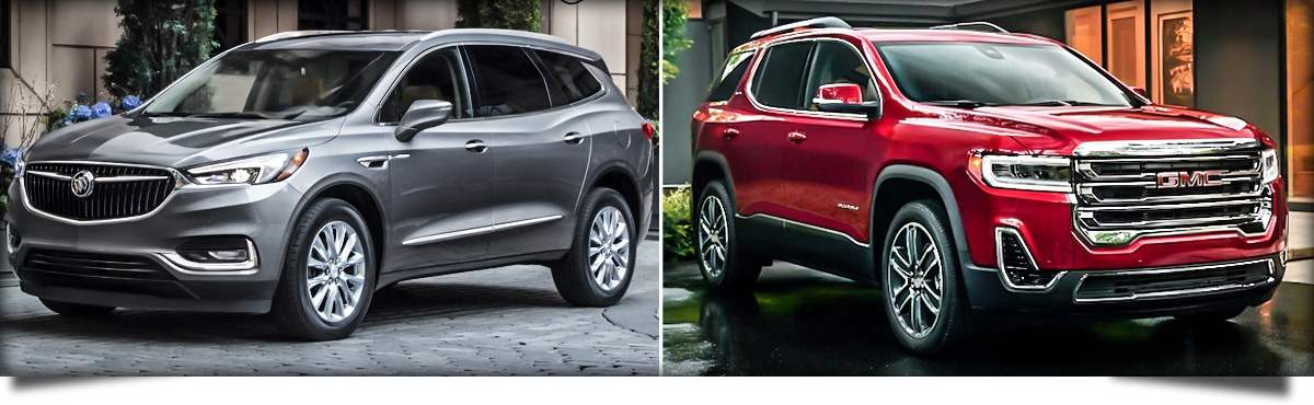 2020 GMC Acadia next to 2020 Buick Enclave