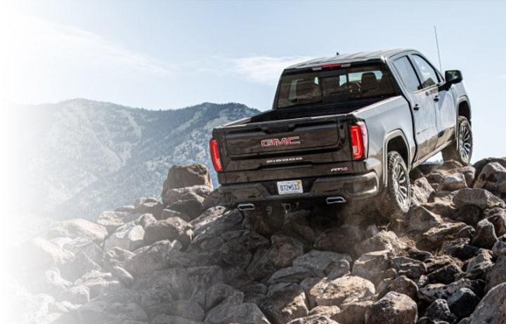 GMC Sierra rock climbing offroad