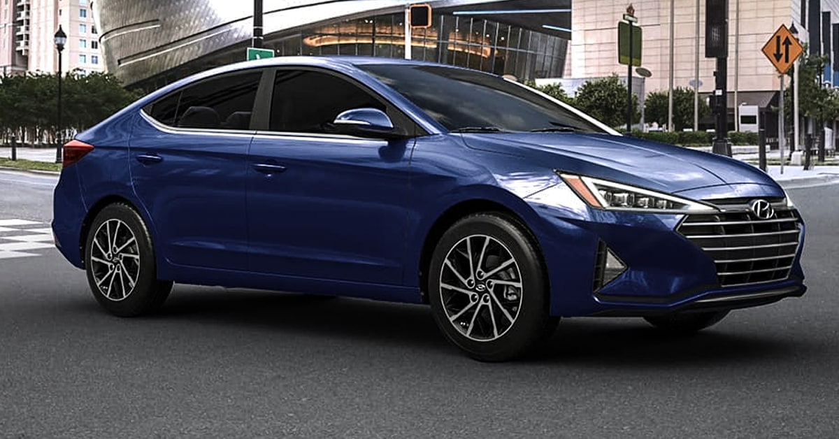 2020 Blue Hyundai Elantra parked in a city road