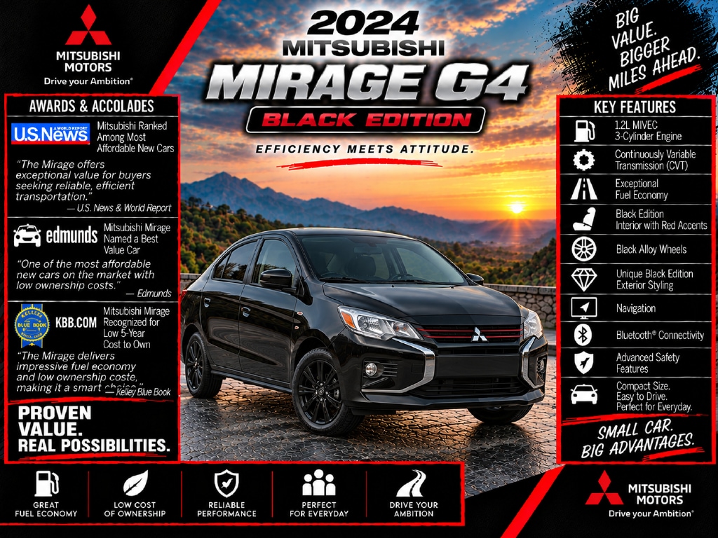 Used 2024 Mitsubishi Mirage G4 Black Edition with VIN ML32FUFJ5RHF07477 for sale in Easley, SC