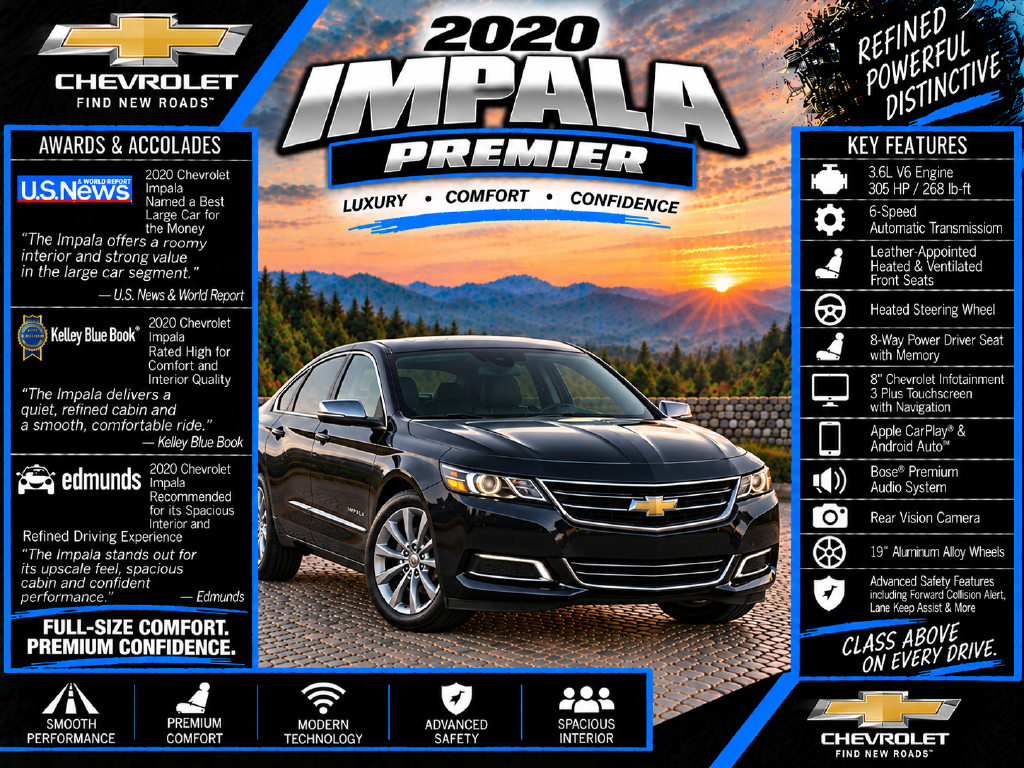 Used 2020 Chevrolet Impala Premier with VIN 2G1105S36L9101572 for sale in Easley, SC