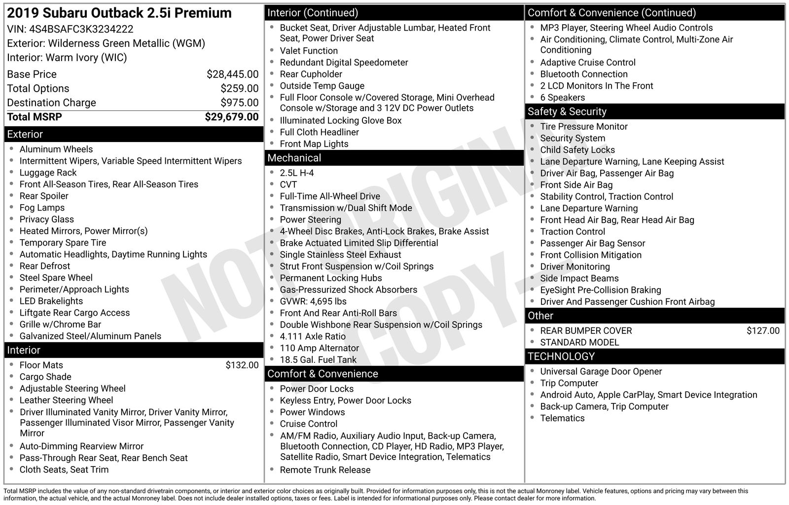 2019 Subaru Outback Premium