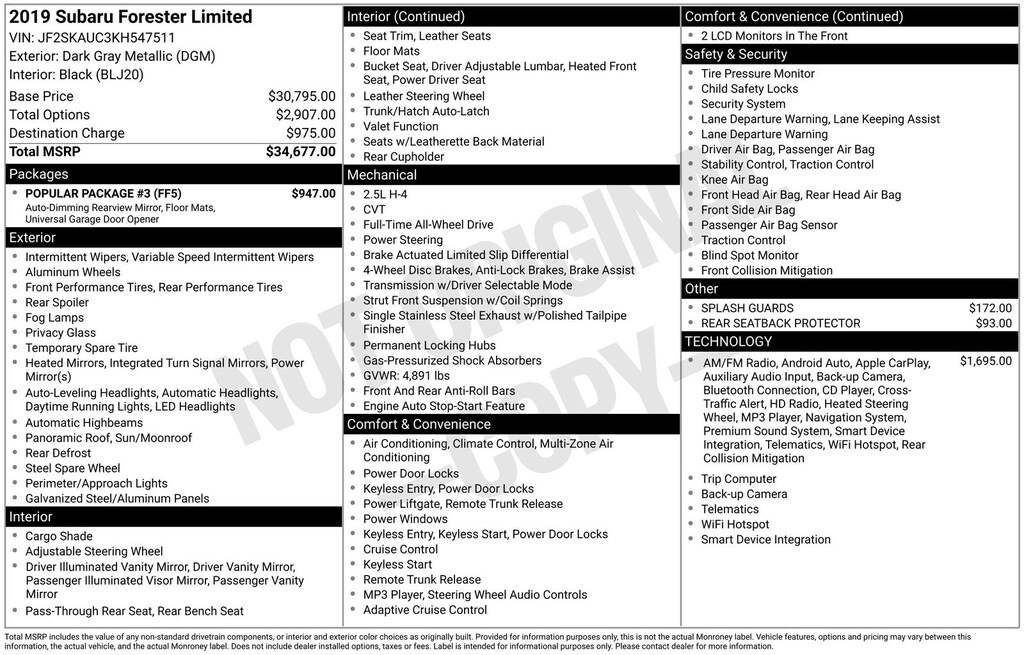 Used 2019 Subaru Forester Limited SUV