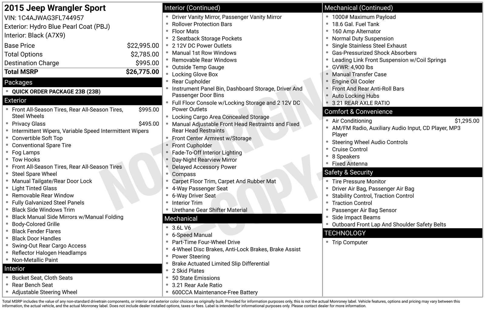 2015 Jeep Wrangler Sport