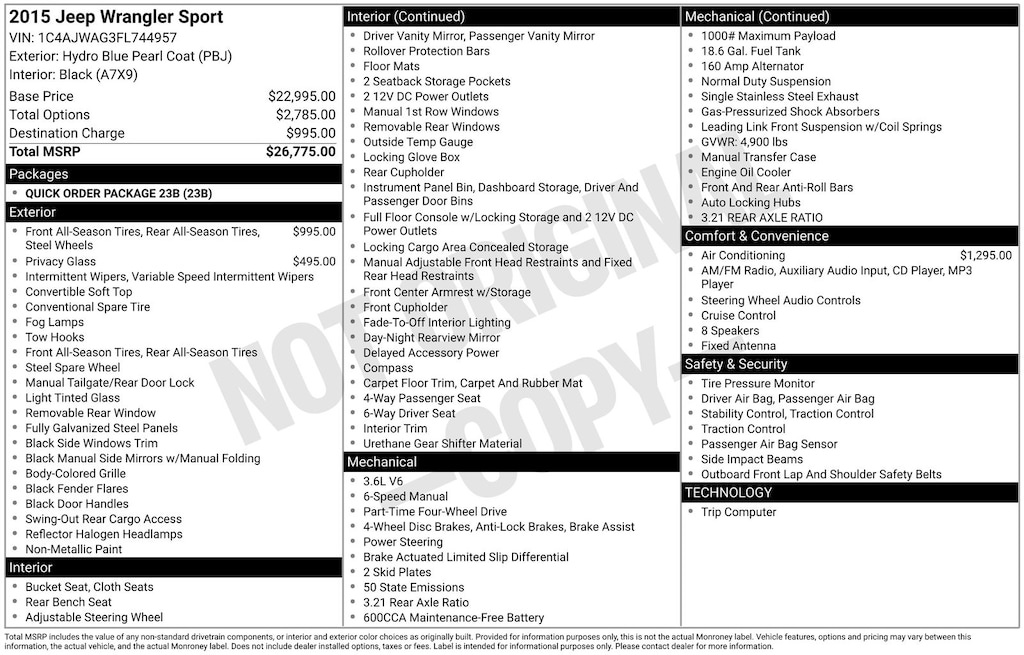 Used 2015 Jeep Wrangler Sport SUV