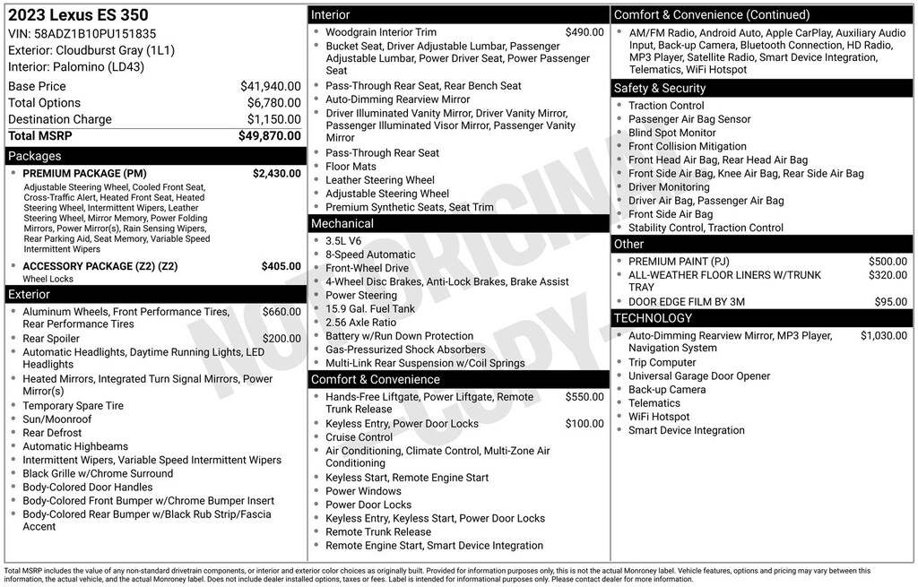 Used 2023 Lexus ES 350 Sedan