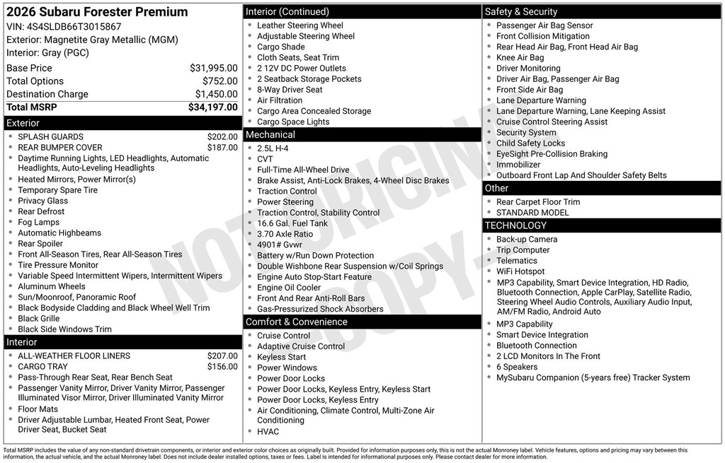 Used 2026 Subaru Forester Premium SUV
