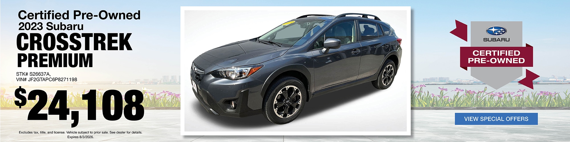 Buy a certified pre-owned 2023 Subaru Crosstrek Premium for $23,118 | Stock Number: S26637A | VIN: JF2GTAPC6P8271198