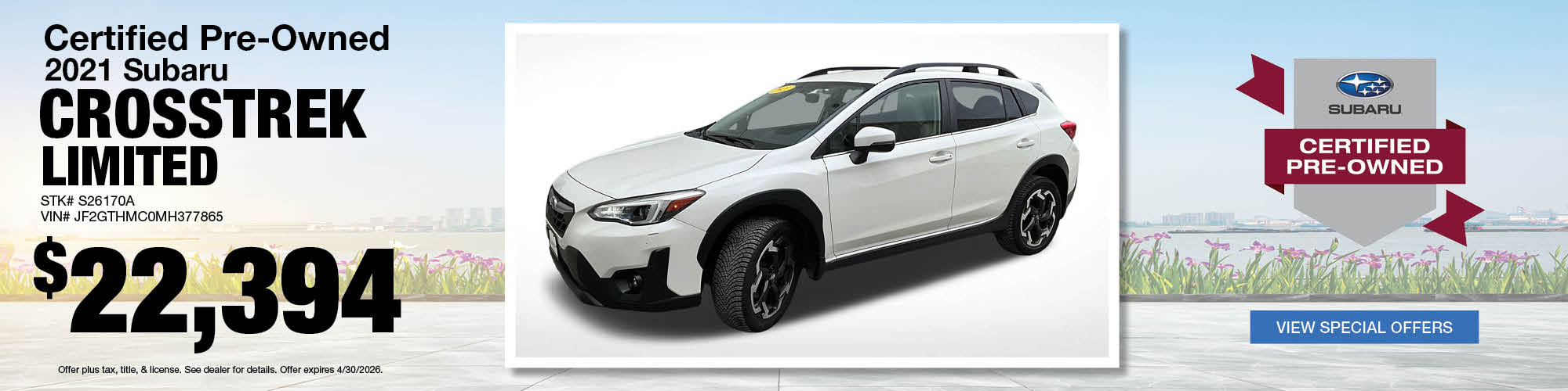 Buy a certified pre-owned 2021 Subaru Crosstrek Limited for $22,394 | Stock Number: S26170A | VIN: JF2GTHMC0MH377865