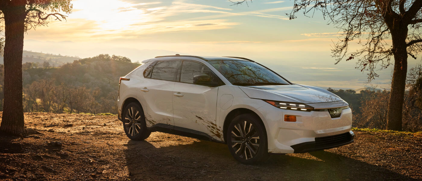 2026 Subaru Solterra Exterior In Forest At Sunset
