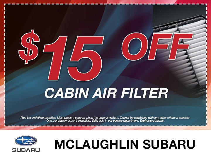 $15 Off Cabin Air Filter