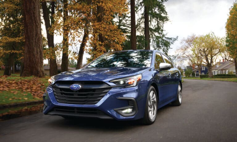 2025 Subaru Legacy Exterior On Autumn Residential Road