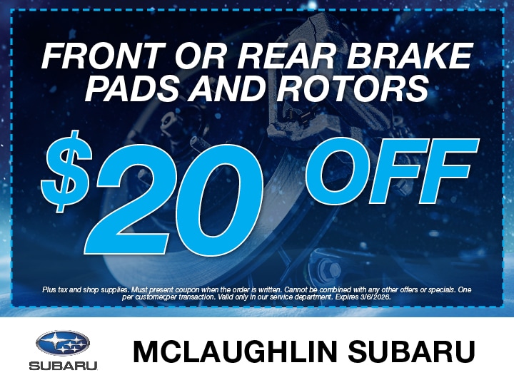 $20 Off Front or Rear Brake Pads and Rotors Replacement