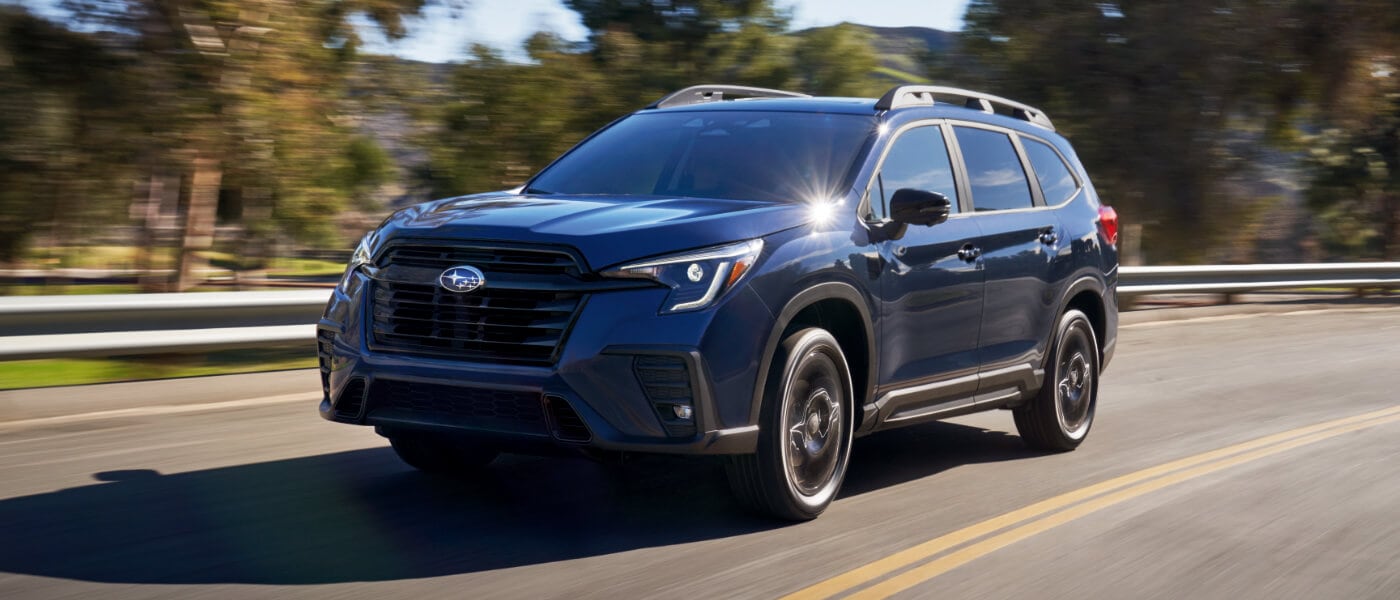 2026 Subaru Ascent Exterior Driving on Blurred Curve