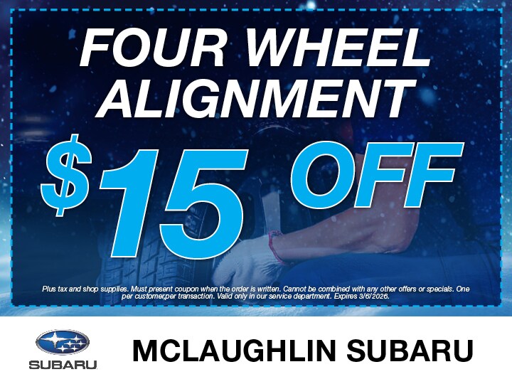 $15 Off Four Wheel Alignment