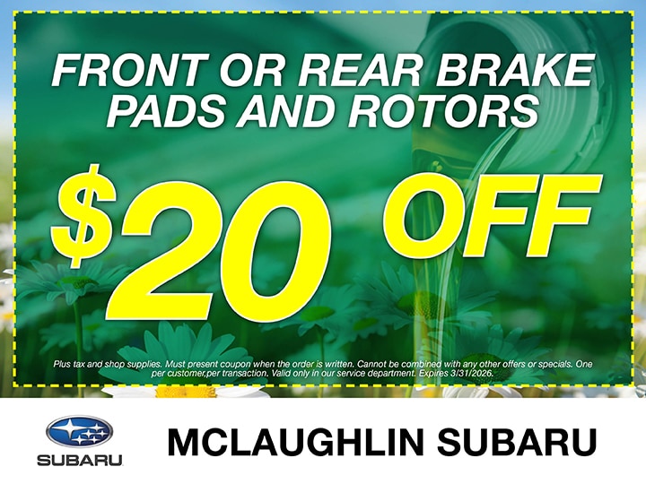 $20 Off Front or Rear Brake Pads and Rotors Replacement