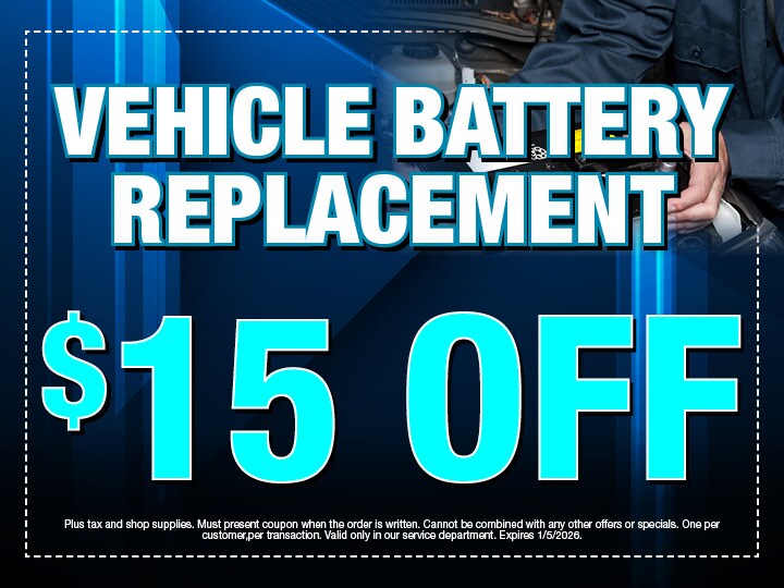 $15 Off Vehicle Battery Replacement