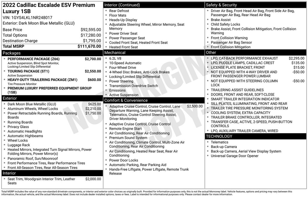 Used 2022 Cadillac Escalade ESV Premium SUV