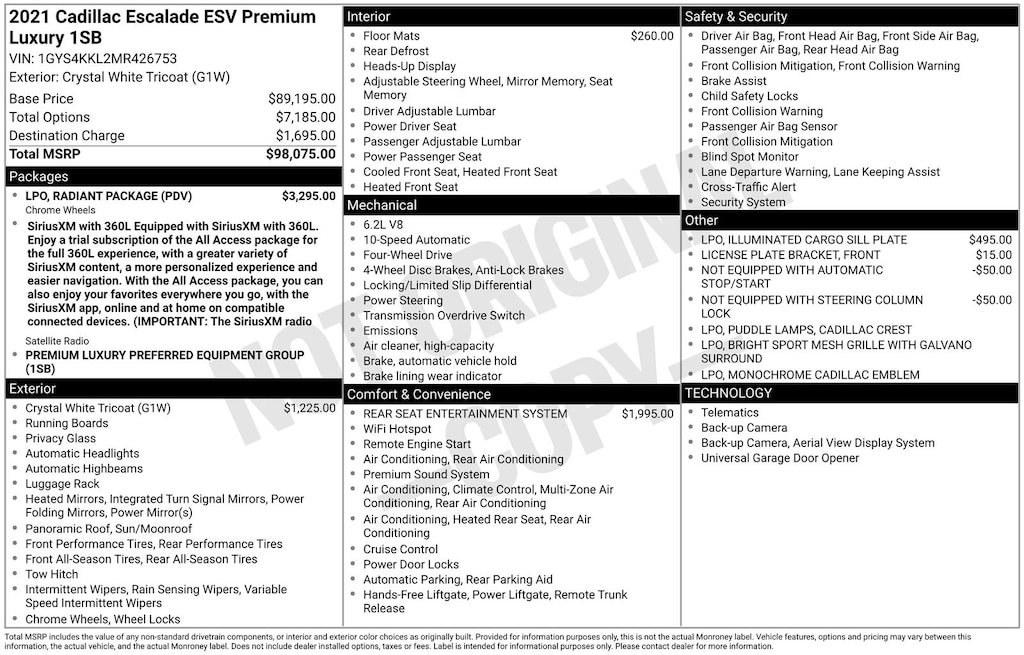 Used 2021 Cadillac Escalade ESV Premium SUV