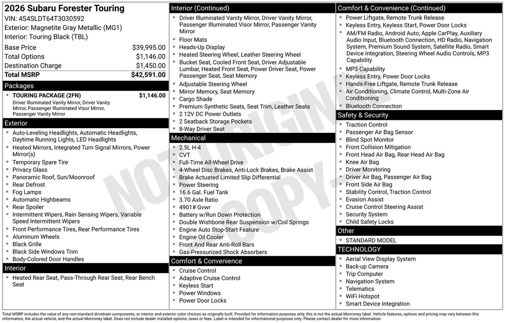 Used 2026 Subaru Forester Touring SUV