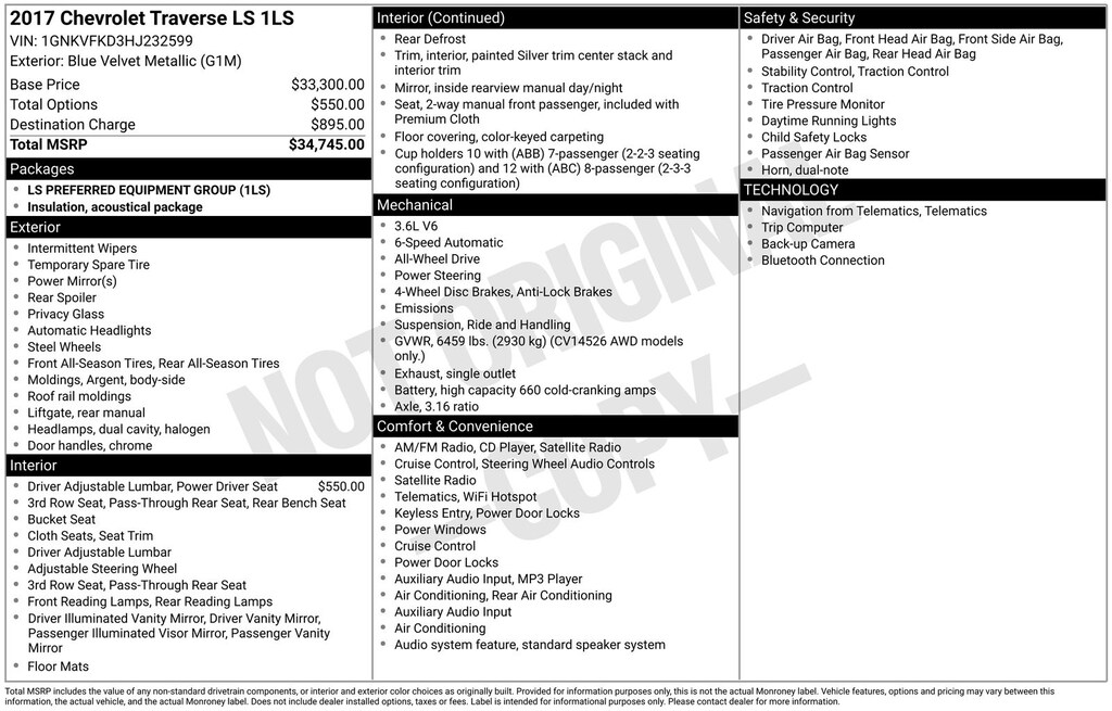 Used 2017 Chevrolet Traverse LS SUV