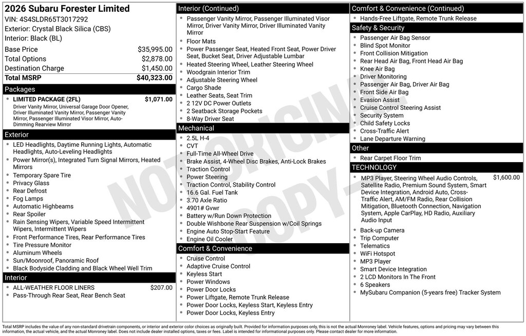 Used 2026 Subaru Forester Limited SUV