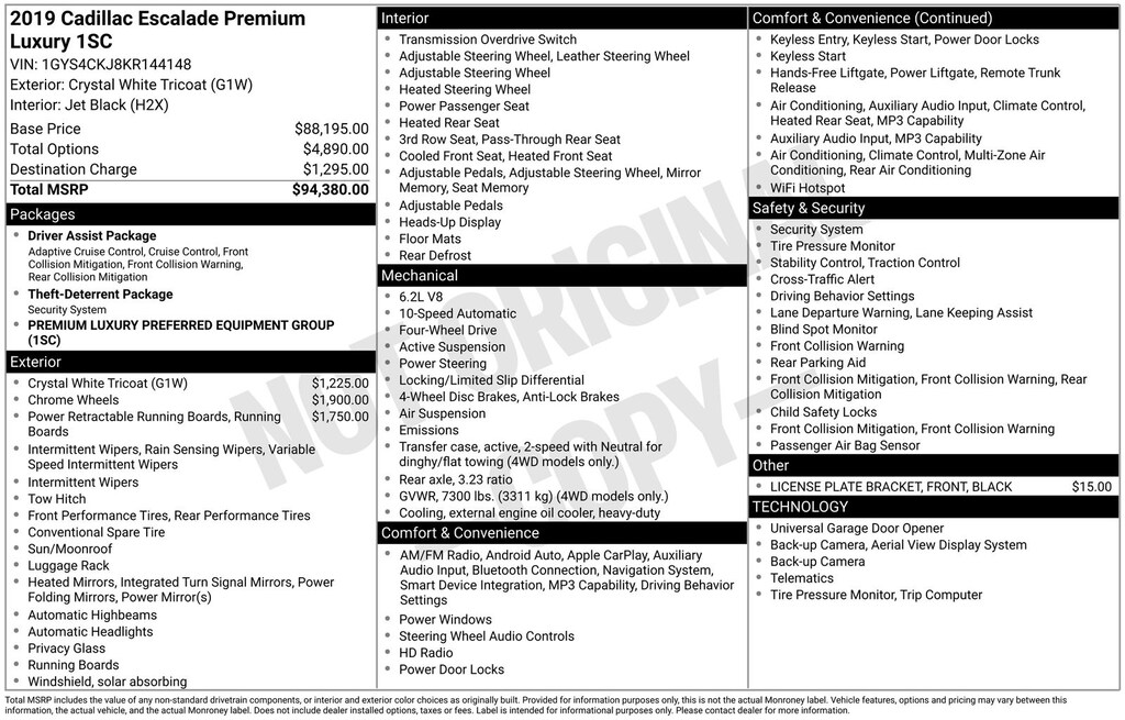 Used 2019 Cadillac Escalade Premium Luxury SUV