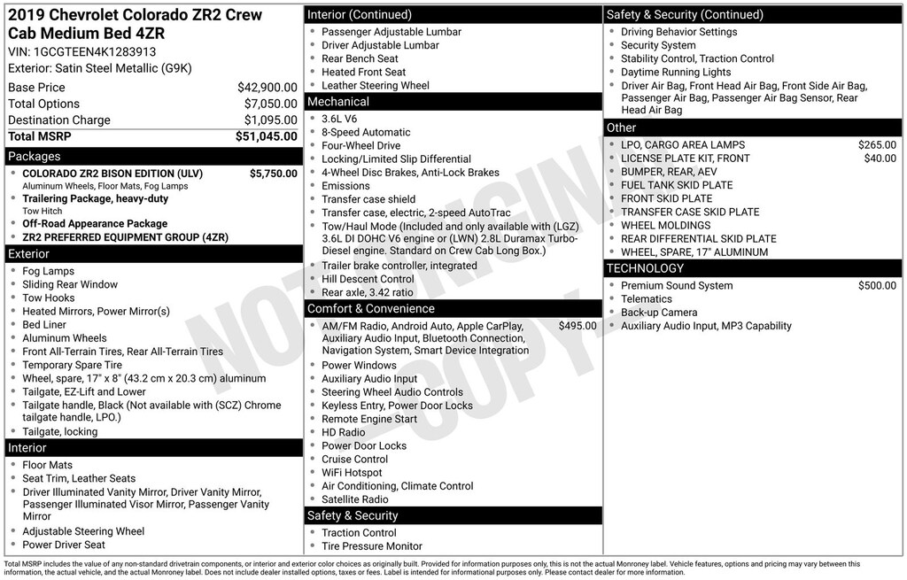 Used 2019 Chevrolet Colorado ZR2 Truck
