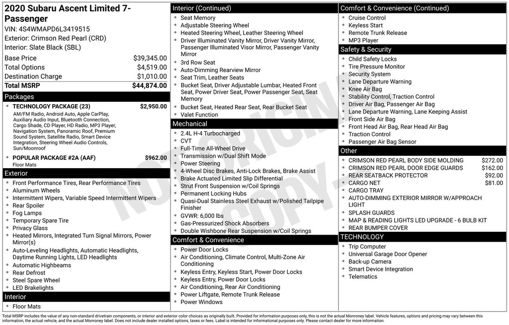 Used 2020 Subaru Ascent Limited SUV