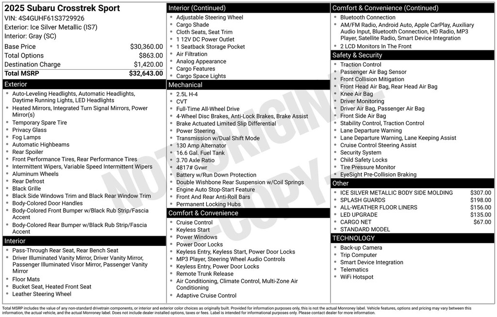 Used 2025 Subaru Crosstrek Sport SUV