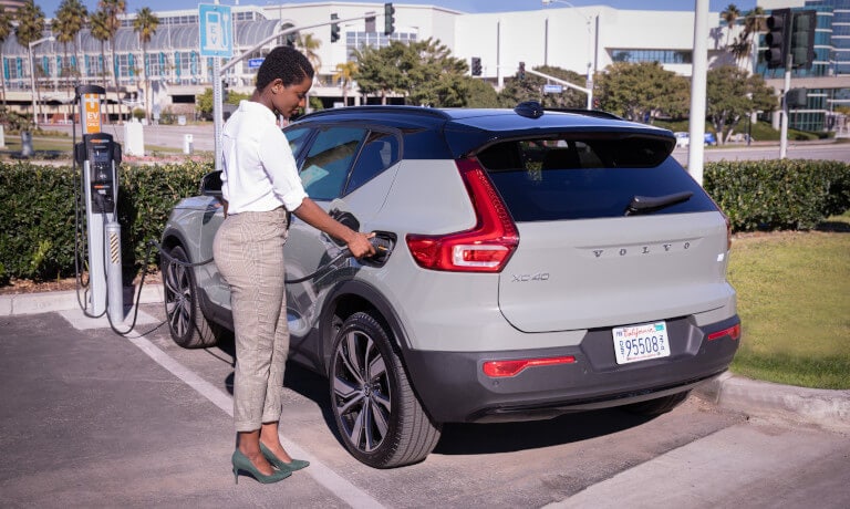 2021 Volvo XC40 Recharge at a charging station