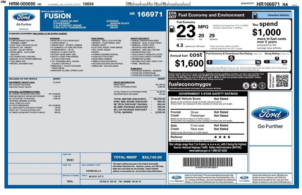 Used 2017 Ford Fusion SE Sedan
