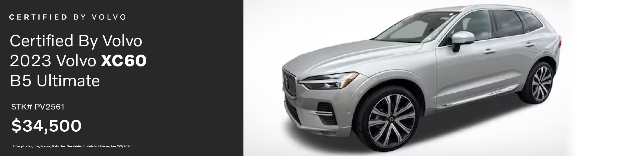 Buy a Certified By Volvo 2023 Volvo XC60 B5 Ultimate for $34,500 | Stock Number: PV2561