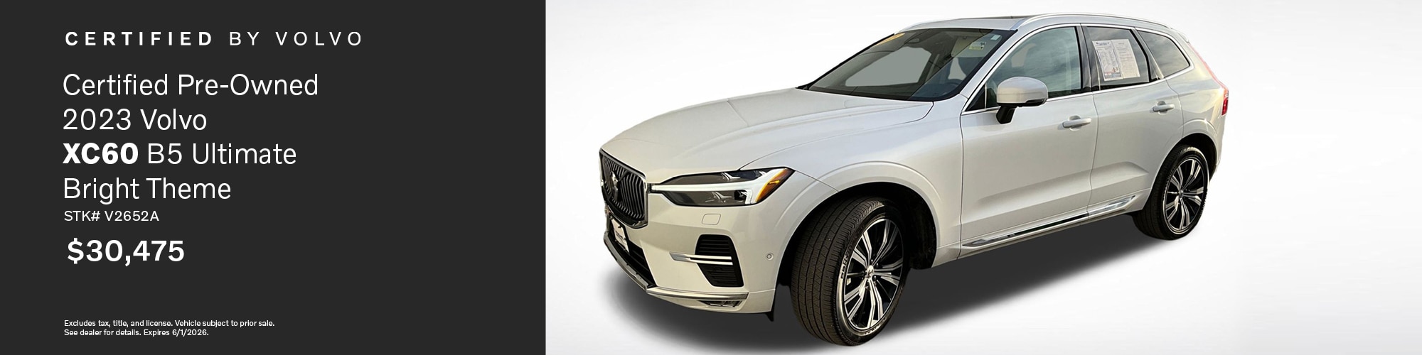 Buy a Certified Pre-Owned 2023 Volvo XC60 B5 Ultimate Bright Theme for $30,475 | Stock Number: V2652A
