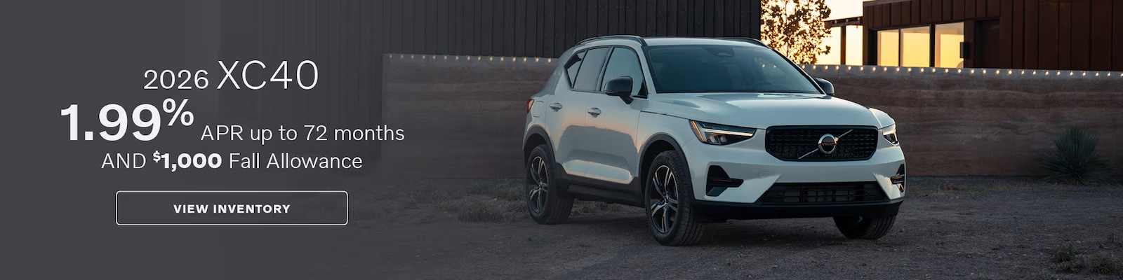 Get a 2026 Volvo XC40 with 1.99% APR for up to 72 months and a $1,000 Fall Allowance