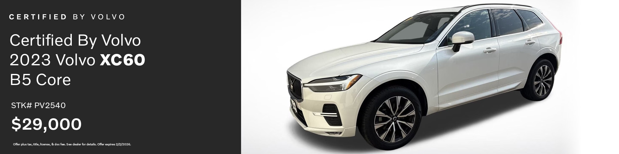 Buy a Certified By Volvo 2023 Volvo XC60 B5 Core for $29,000 | Stock Number: PV2540