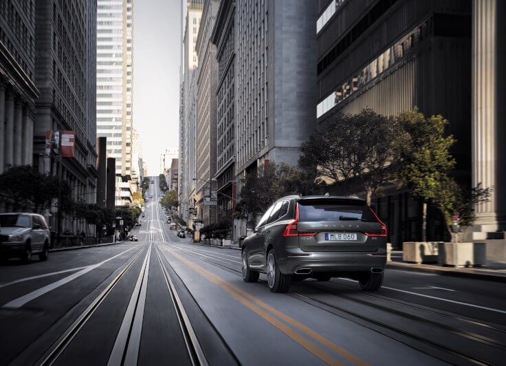 2020 Volvo XC40 driving down a road