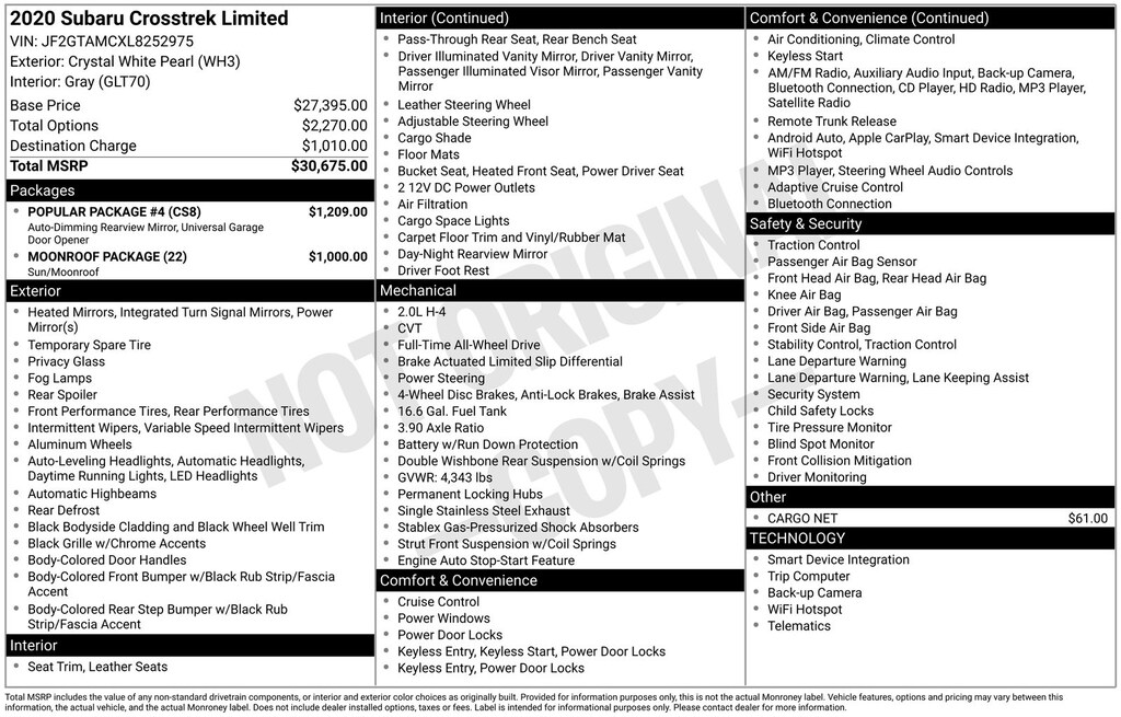 Used 2020 Subaru Crosstrek Limited SUV