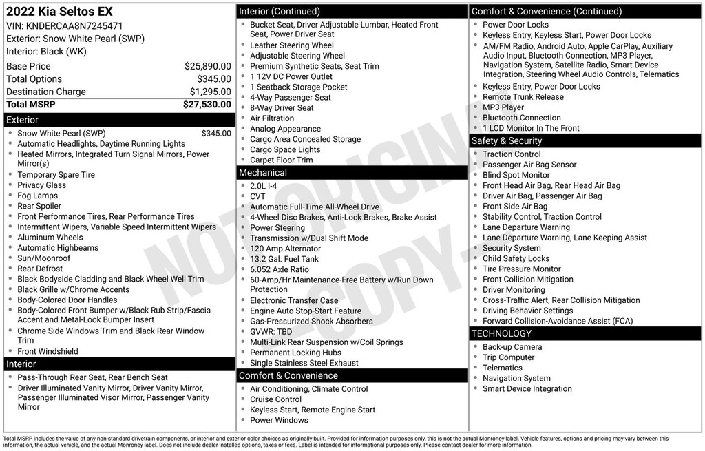 Used 2022 Kia Seltos EX SUV