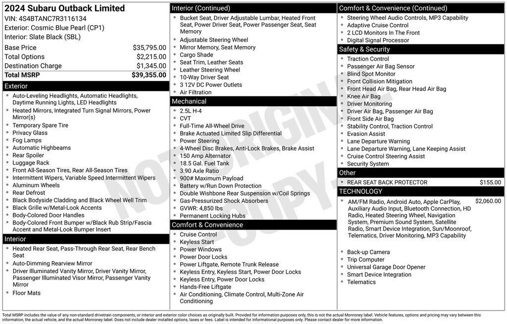 Used 2024 Subaru Outback Limited SUV